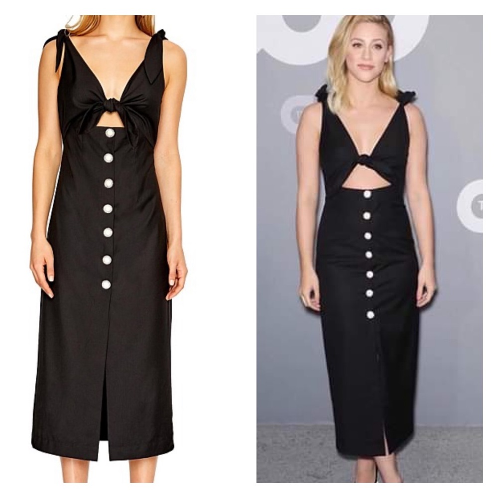 Alice McCall Nara Cutout Midi Tie Dress Black Size 2 NWT *Missing Button